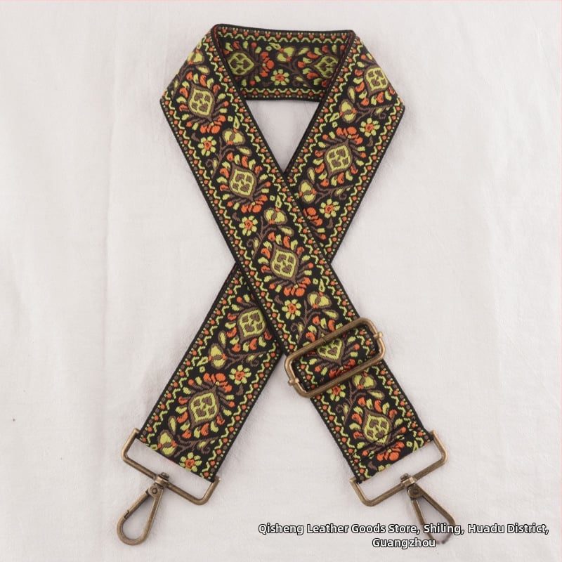 Λουρί ώμου για τσάντες, πολυεστέρας, μοτίβο λουλουδιών, εθνικό στυλ, ρυθμιζόμενος ιμάντας crossbody