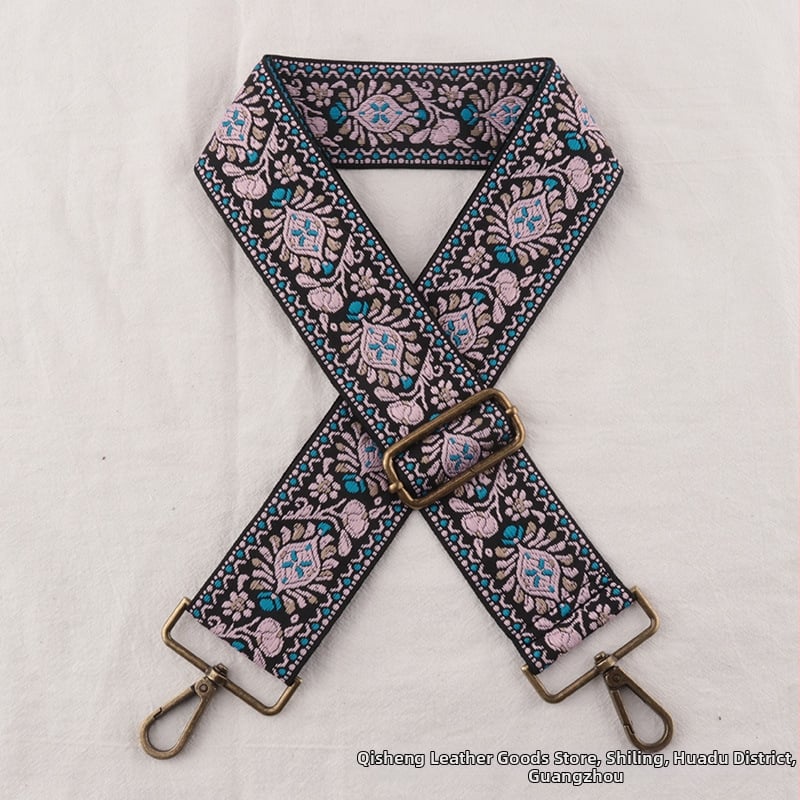 Λουρί ώμου για τσάντες, πολυεστέρας, μοτίβο λουλουδιών, εθνικό στυλ, ρυθμιζόμενος ιμάντας crossbody