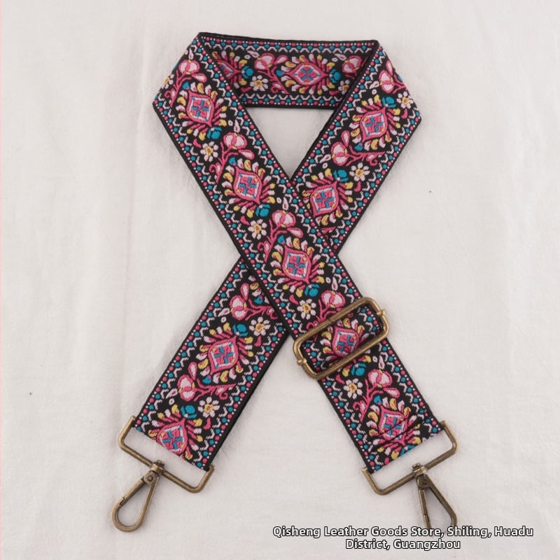 Λουρί ώμου για τσάντες, πολυεστέρας, μοτίβο λουλουδιών, εθνικό στυλ, ρυθμιζόμενος ιμάντας crossbody