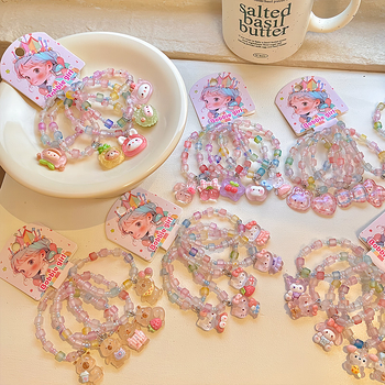 Brățară cu personaje de desene animate, seria Prințese - lucrată manual, din plastic/ rășină, 18 piese