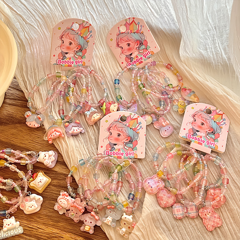 Brățară cu personaje de desene animate, seria Prințese - lucrată manual, din plastic/ rășină, 18 piese