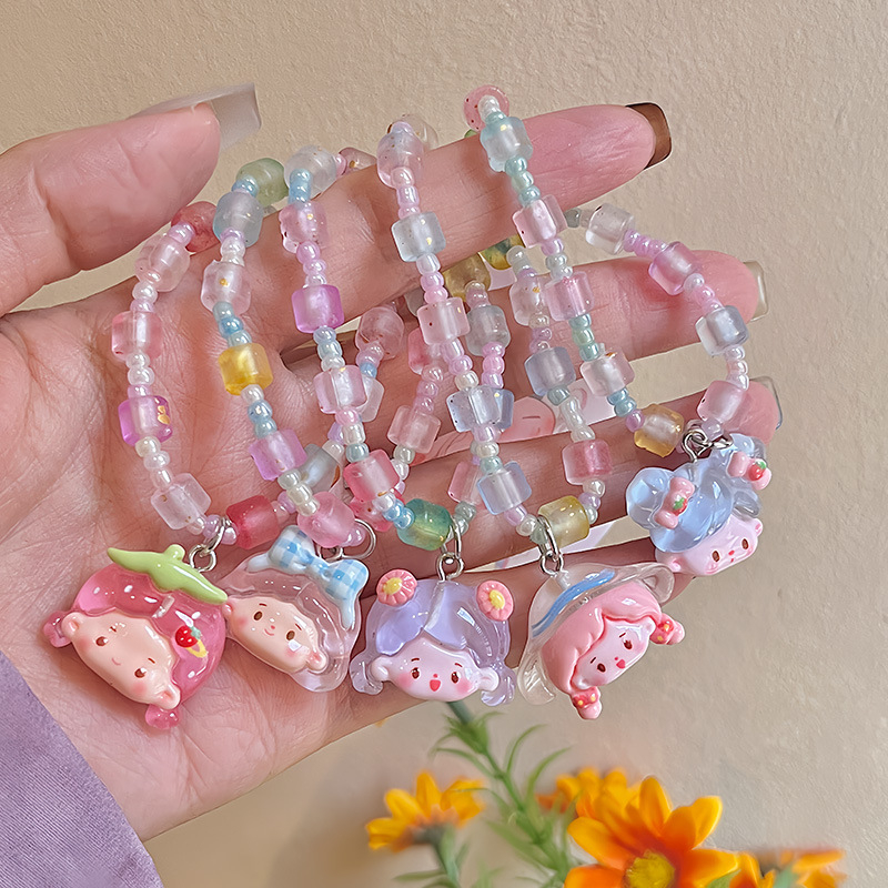 Brățară cu personaje de desene animate, seria Prințese - lucrată manual, din plastic/ rășină, 18 piese