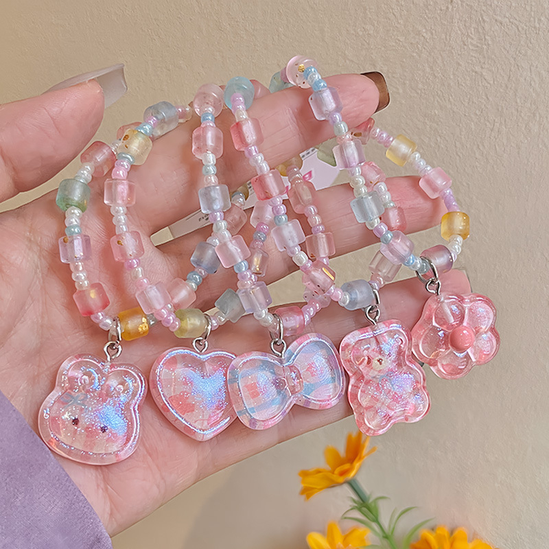 Brățară cu personaje de desene animate, seria Prințese - lucrată manual, din plastic/ rășină, 18 piese