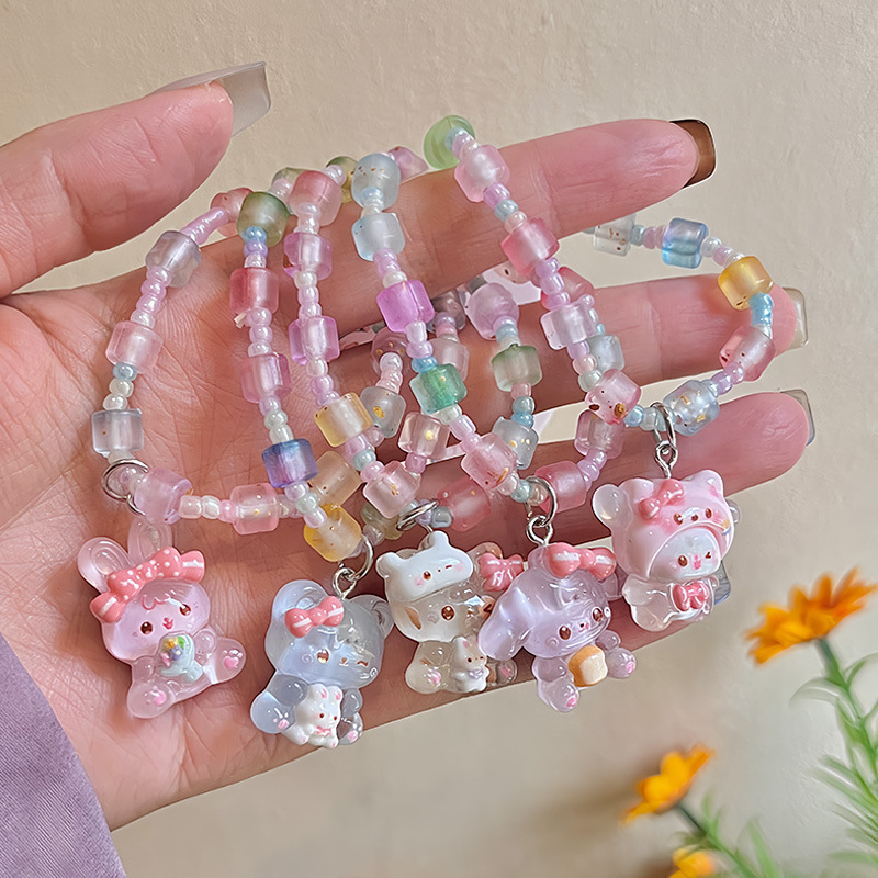 Brățară cu personaje de desene animate, seria Prințese - lucrată manual, din plastic/ rășină, 18 piese