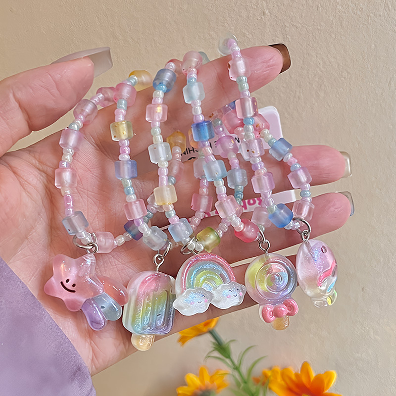 Brățară cu personaje de desene animate, seria Prințese - lucrată manual, din plastic/ rășină, 18 piese