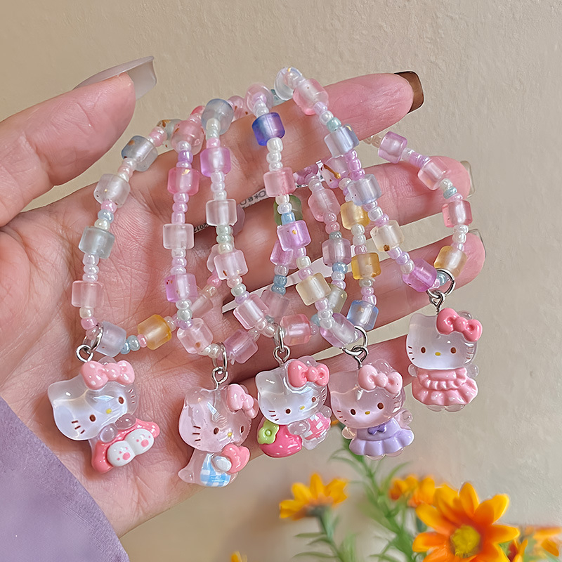 Brățară cu personaje de desene animate, seria Prințese - lucrată manual, din plastic/ rășină, 18 piese