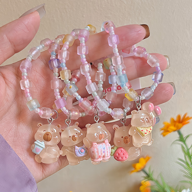 Brățară cu personaje de desene animate, seria Prințese - lucrată manual, din plastic/ rășină, 18 piese