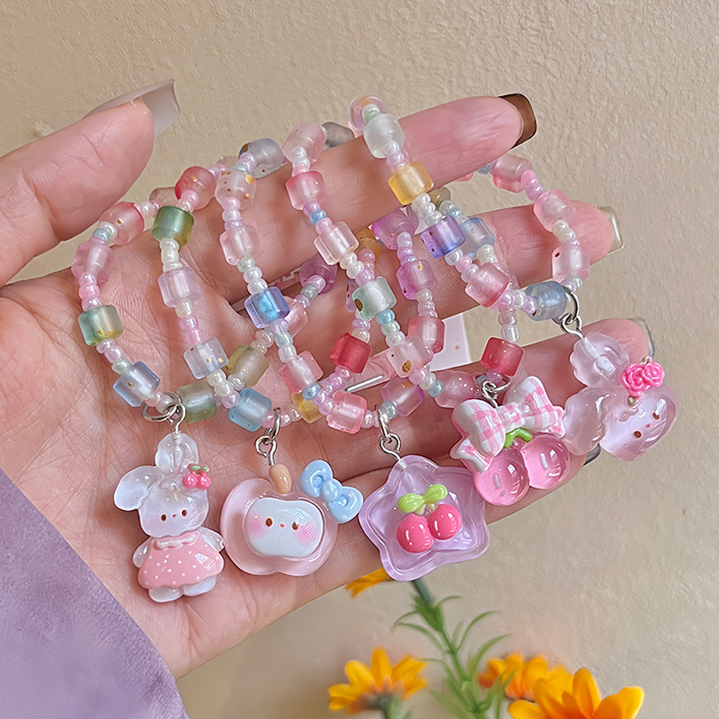 Brățară cu personaje de desene animate, seria Prințese - lucrată manual, din plastic/ rășină, 18 piese