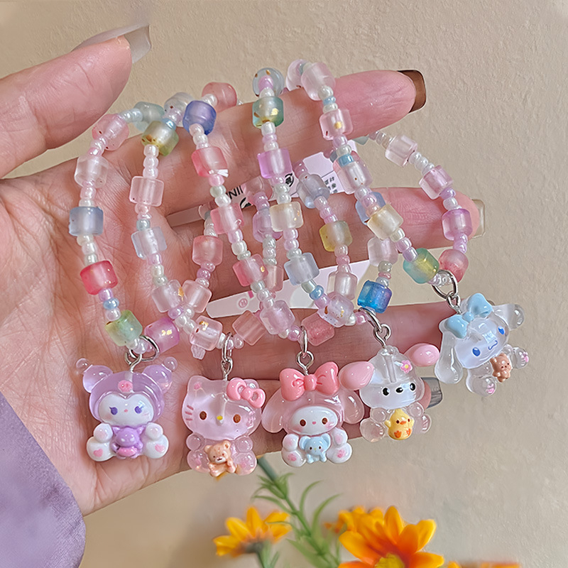 Brățară cu personaje de desene animate, seria Prințese - lucrată manual, din plastic/ rășină, 18 piese