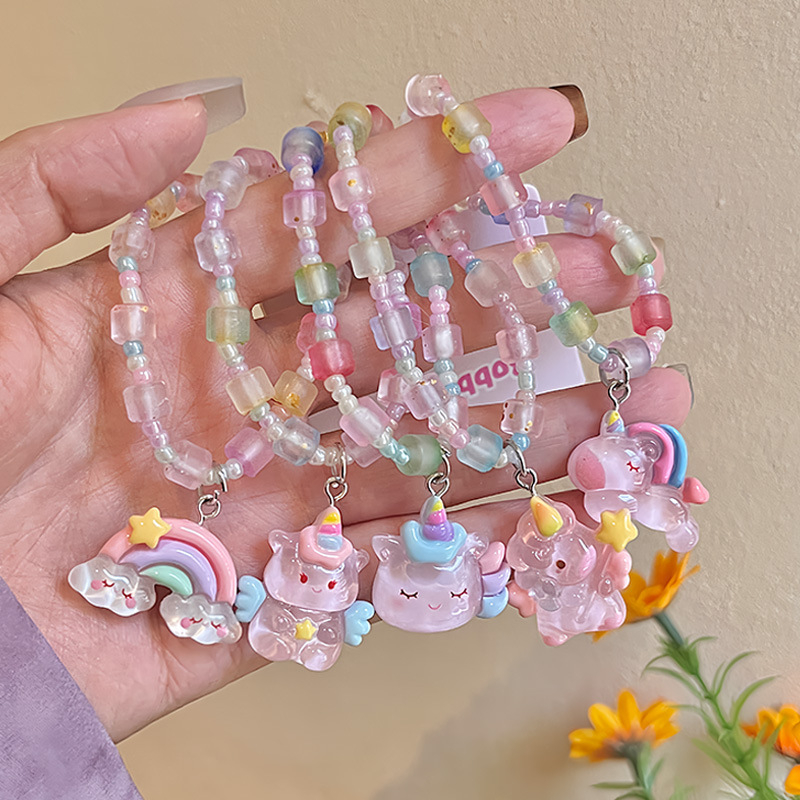 Brățară cu personaje de desene animate, seria Prințese - lucrată manual, din plastic/ rășină, 18 piese