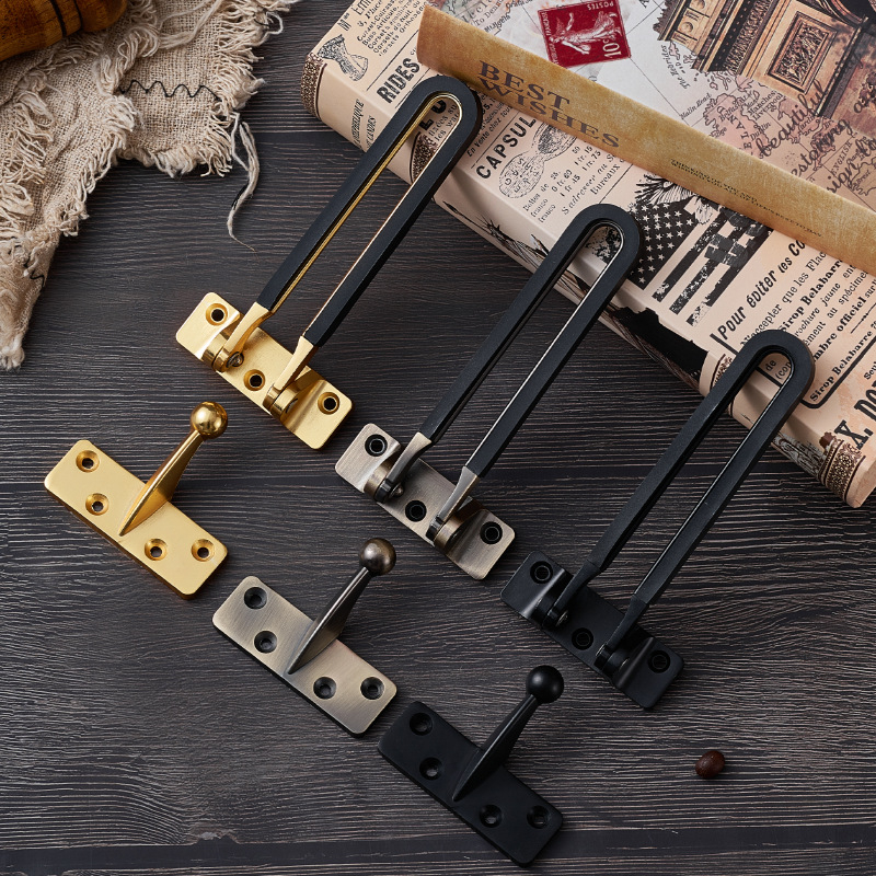 Durvju aizslēga mehānisms ar pretzādzības ķēdi (modeļa FDK, tipa A slēdzis, cinka sakausējums, pulēts/elektroplātēts pārklājums, moderns un vienkāršs stils)