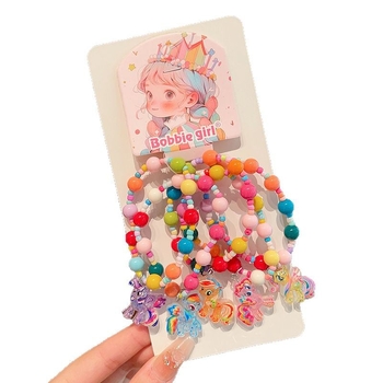 Kézzel készített gyerek karkötő műanyag/gyanta anyagból, rajzfilmszerű figurával, koreai stílusú, 5 darabos Princess sorozat, egyenként csomagolva.