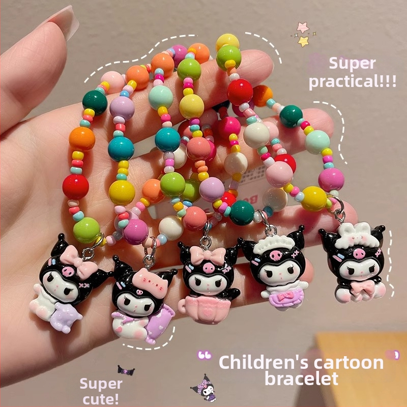 Ručne vyrábaný detský náramok z plastu/živice s dizajnom karikatúrneho hrdinu, kórejský štýl, séria Princezná, 5 kusov v balení, individuálne balené.