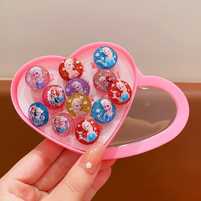 Bērnu gredzens no plastmasas/sveķiem, roku darbs, Princeses sērija, regulējams, atsevišķi iepakots