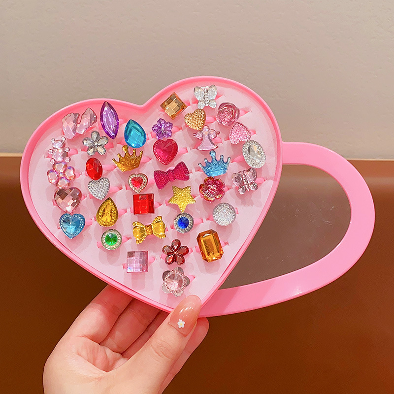 Bērnu gredzens no plastmasas/sveķiem, roku darbs, Princeses sērija, regulējams, atsevišķi iepakots