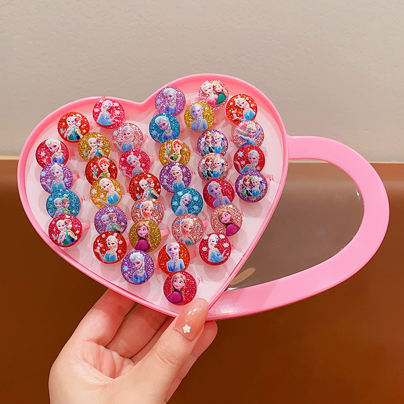 Bērnu gredzens no plastmasas/sveķiem, roku darbs, Princeses sērija, regulējams, atsevišķi iepakots