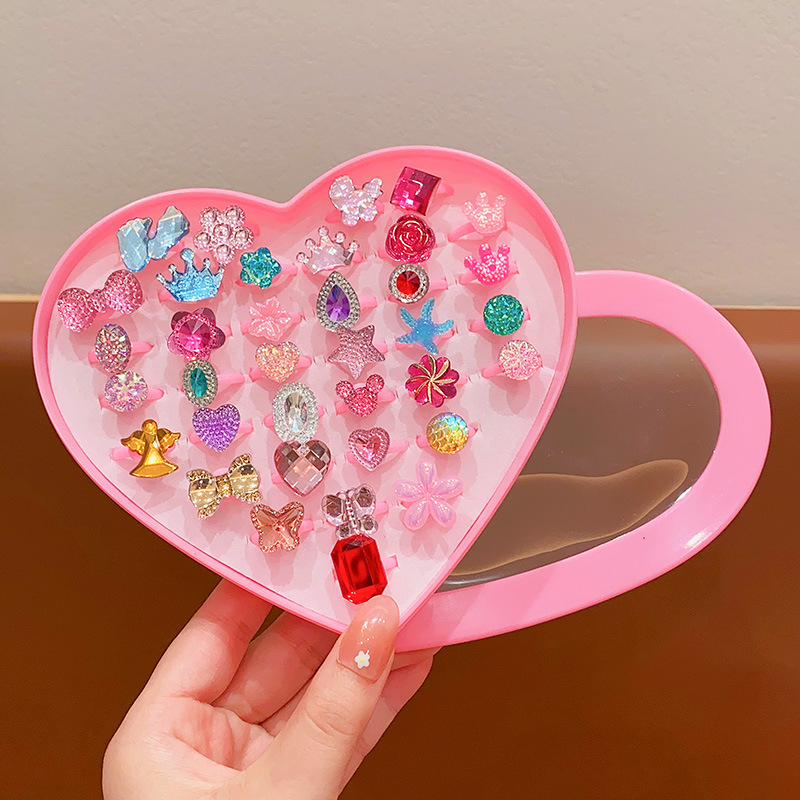 Bērnu gredzens no plastmasas/sveķiem, roku darbs, Princeses sērija, regulējams, atsevišķi iepakots