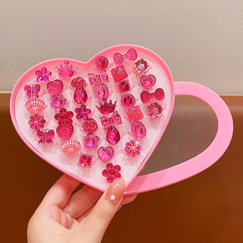 Bērnu gredzens no plastmasas/sveķiem, roku darbs, Princeses sērija, regulējams, atsevišķi iepakots