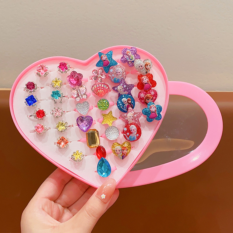 Bērnu gredzens no plastmasas/sveķiem, roku darbs, Princeses sērija, regulējams, atsevišķi iepakots