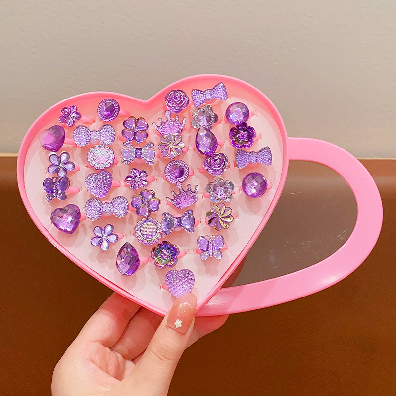 Bērnu gredzens no plastmasas/sveķiem, roku darbs, Princeses sērija, regulējams, atsevišķi iepakots