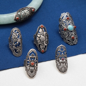 Accesoriu DIY pentru bijuterii cu motiv phoenix-lotus-bat-flower, argint 925, design retro