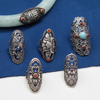 Accesoriu DIY pentru bijuterii cu motiv phoenix-lotus-bat-flower, argint 925, design retro