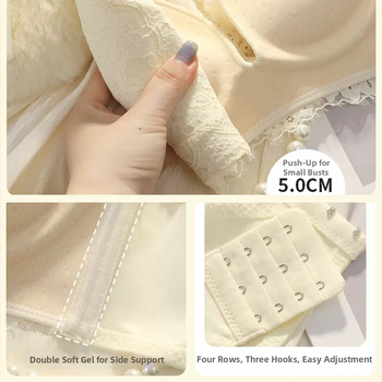 Nailona bezvadu krūštis mazām krūtīm – 3/4 kauss, biezas veidotas kupas, regulējams, augšējā atbalsts, aizmugurē četrrindu aizdare, fiksētas dubultās siksnas