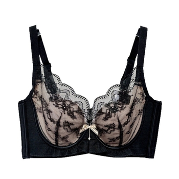 Mežģīņu neilona krūšturis, 3/4 kausa, plānas veidotas kauss, elpojošs, regulējams