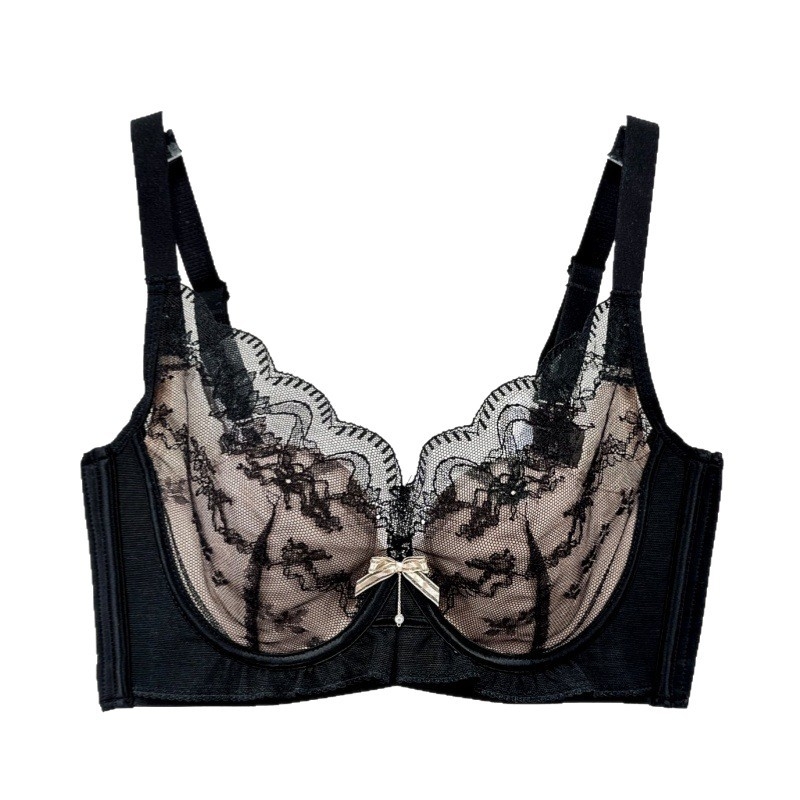 Mežģīņu neilona krūšturis, 3/4 kausa, plānas veidotas kauss, elpojošs, regulējams