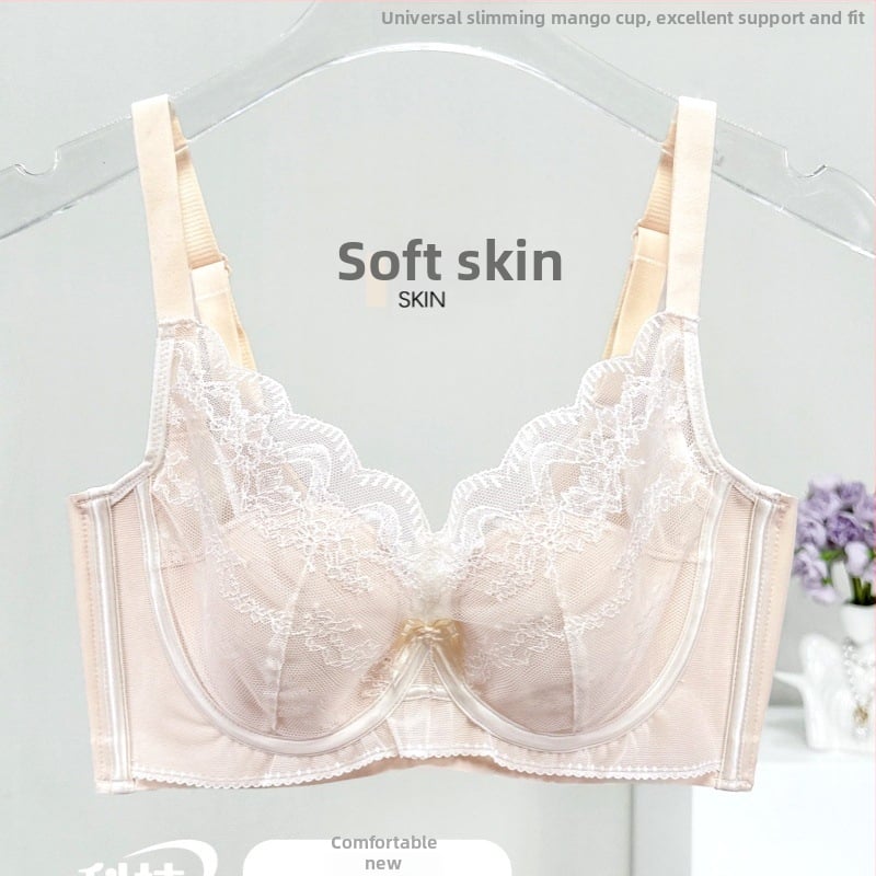 Mežģīņu neilona krūšturis, 3/4 kausa, plānas veidotas kauss, elpojošs, regulējams