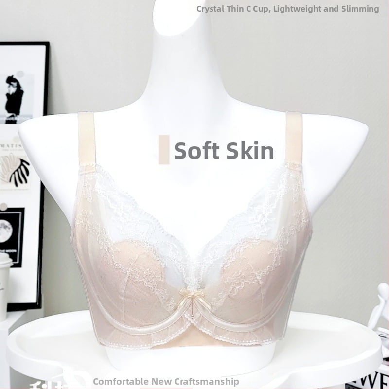 Mežģīņu neilona krūšturis, 3/4 kausa, plānas veidotas kauss, elpojošs, regulējams