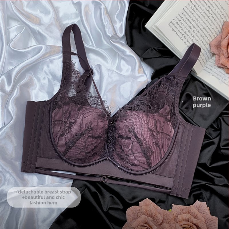 Csipkés melltartó szett acélkarikákkal, push-up, kosár 3/4, vékony formázott kosár, légáteresztő anyag, 65% nylon