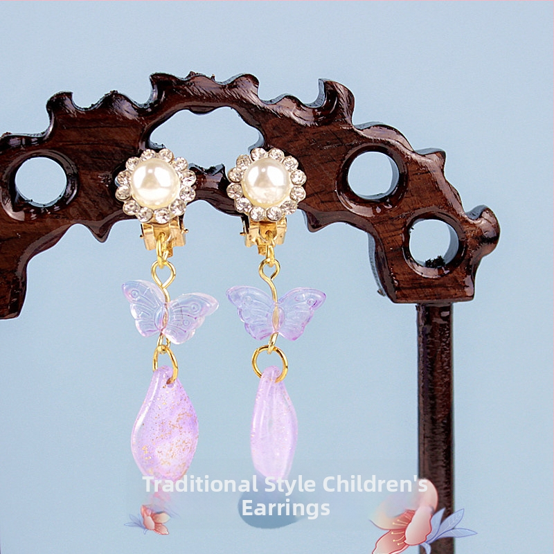 Ausu klipsi — antīka stila, bērnu dizains, sakausējums, roku darbs, Princeses Annas motīvs