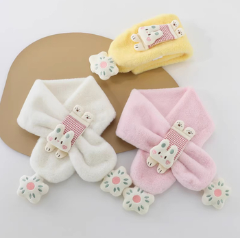 Bērnu šalle, garā josla, karikatūru raksts, poliestera šķiedra, uztur siltumu