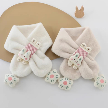 Bērnu šalle, garā josla, karikatūru raksts, poliestera šķiedra, uztur siltumu