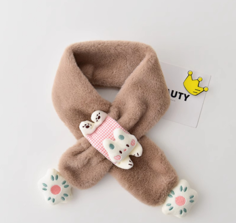 Bērnu šalle, garā josla, karikatūru raksts, poliestera šķiedra, uztur siltumu