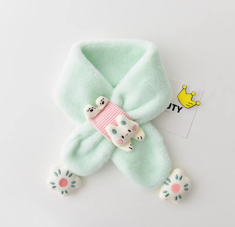 Bērnu šalle, garā josla, karikatūru raksts, poliestera šķiedra, uztur siltumu