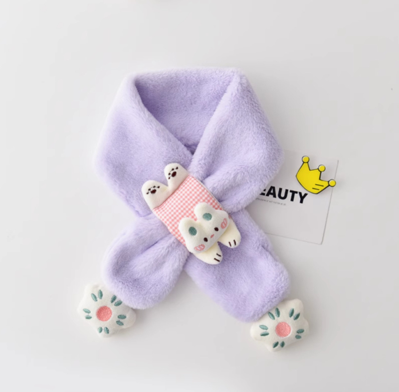 Bērnu šalle, garā josla, karikatūru raksts, poliestera šķiedra, uztur siltumu