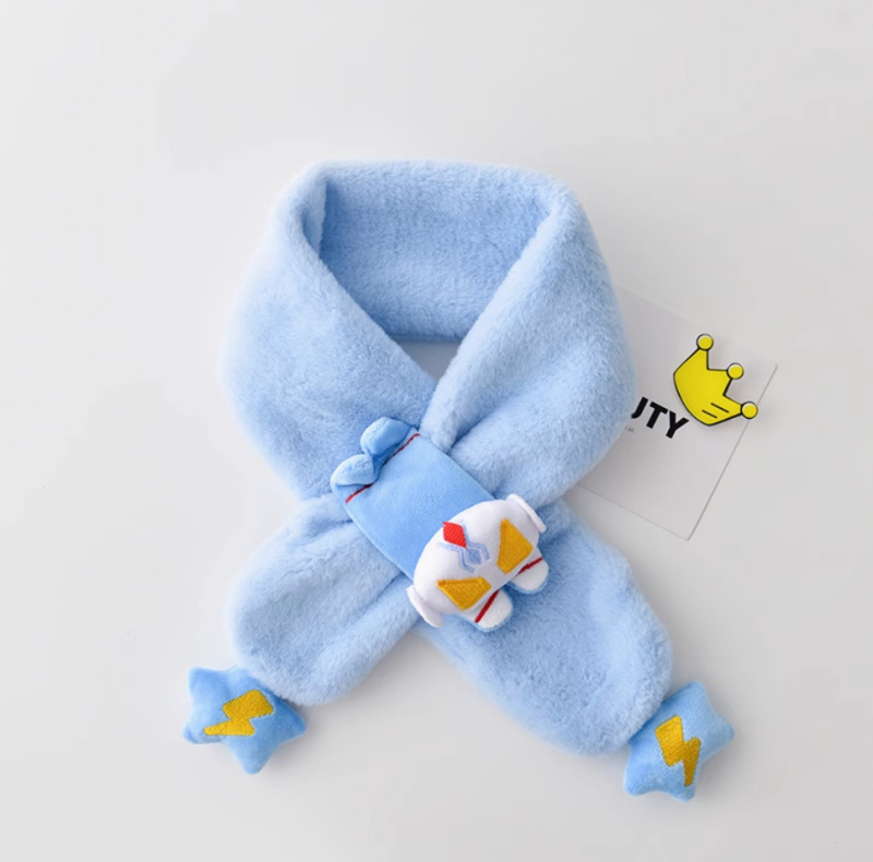 Bērnu šalle, garā josla, karikatūru raksts, poliestera šķiedra, uztur siltumu