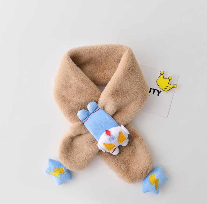 Bērnu šalle, garā josla, karikatūru raksts, poliestera šķiedra, uztur siltumu