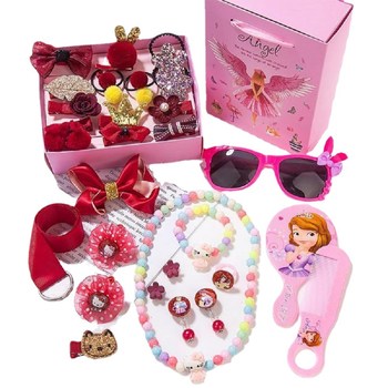 Bērnu matu aksesuāru komplekts — Princeses sērija, krones stils, ziedu raksts, materiāls sakausējums un poliester, piemērots vecumam 0–10 gadi