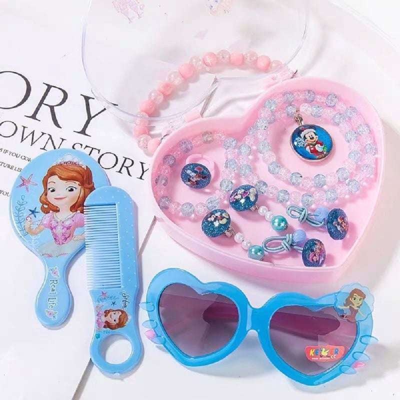 Bērnu matu aksesuāru komplekts — Princeses sērija, krones stils, ziedu raksts, materiāls sakausējums un poliester, piemērots vecumam 0–10 gadi