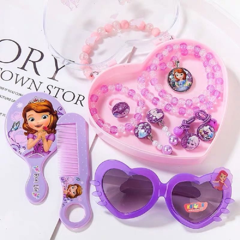 Bērnu matu aksesuāru komplekts — Princeses sērija, krones stils, ziedu raksts, materiāls sakausējums un poliester, piemērots vecumam 0–10 gadi