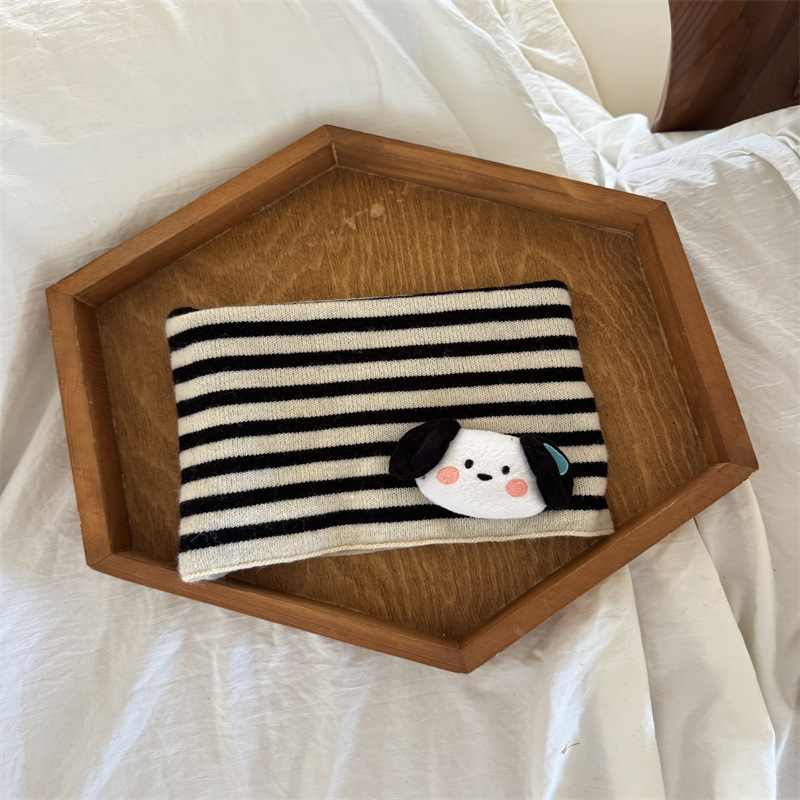 Ziemas bērnu adīta kakla šalle ar svītrainu rakstu, poliesters, uztur siltumu, daudzfunkcionāla – var nēsāt arī kā sejas masku