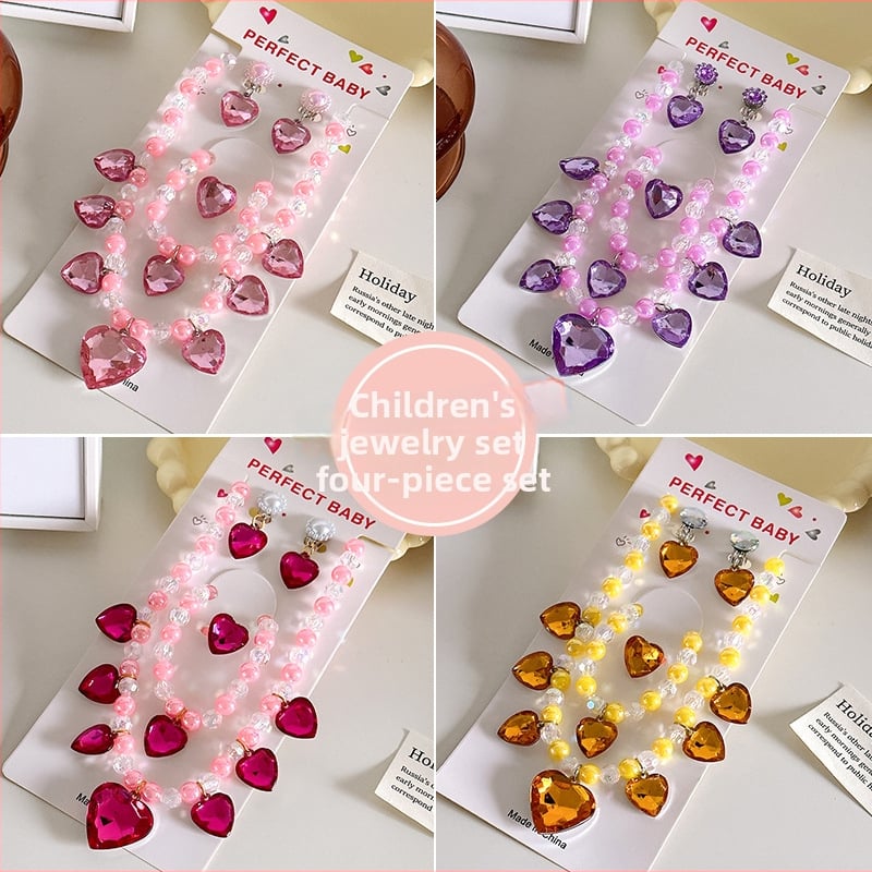 Bērnu kaklarota no Princeses sērijas, rezīna pakaramais, bumbiņu ķēde, regulējams garums