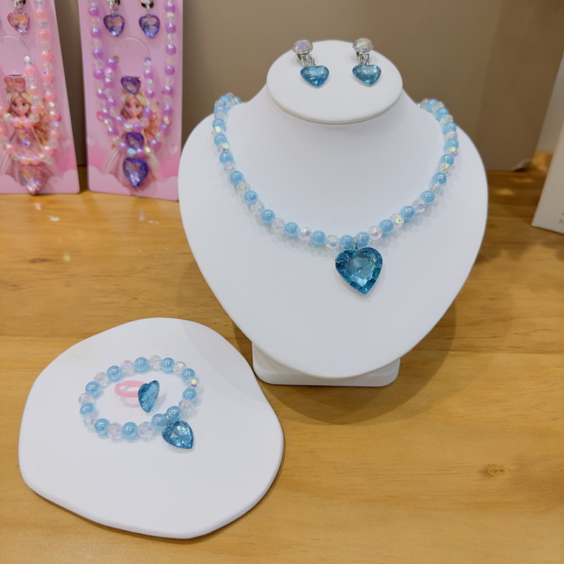 Bērnu kaklarota no Princeses sērijas, rezīna pakaramais, bumbiņu ķēde, regulējams garums