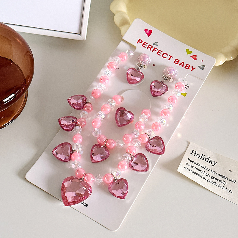 Bērnu kaklarota no Princeses sērijas, rezīna pakaramais, bumbiņu ķēde, regulējams garums