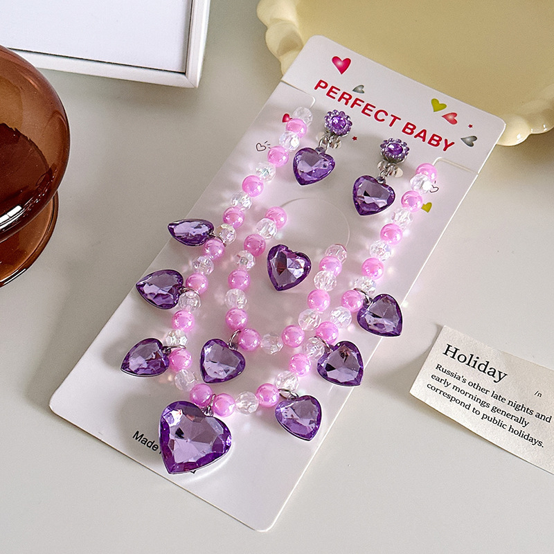 Bērnu kaklarota no Princeses sērijas, rezīna pakaramais, bumbiņu ķēde, regulējams garums