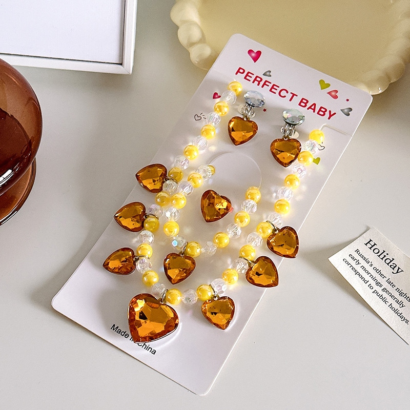 Bērnu kaklarota no Princeses sērijas, rezīna pakaramais, bumbiņu ķēde, regulējams garums