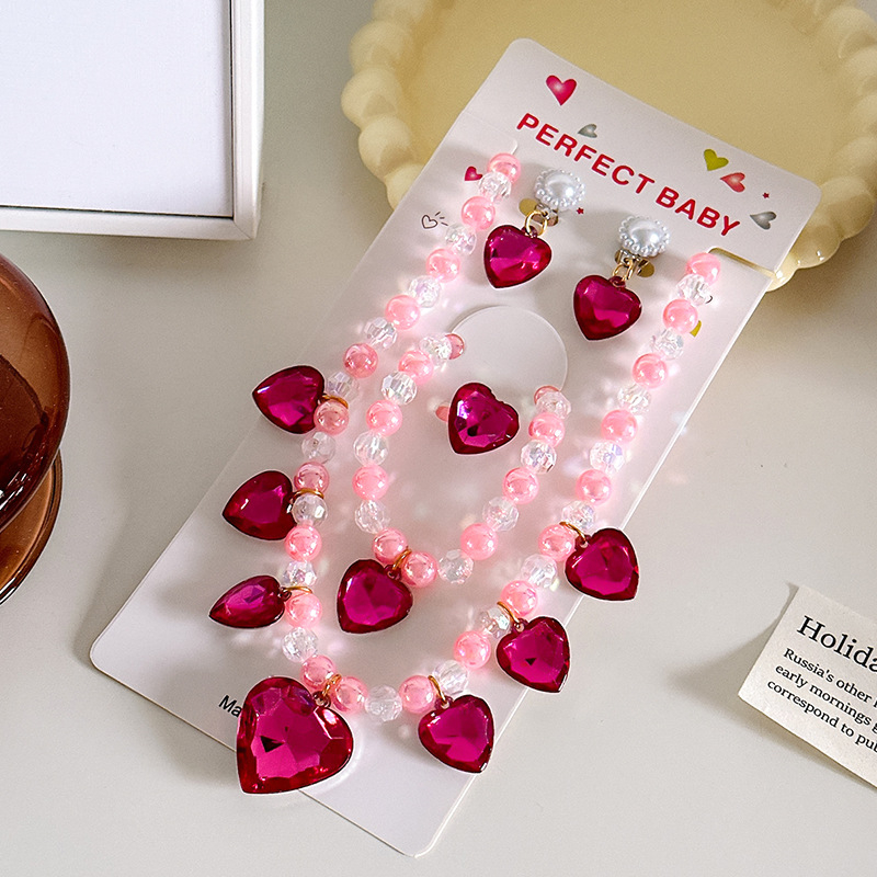 Bērnu kaklarota no Princeses sērijas, rezīna pakaramais, bumbiņu ķēde, regulējams garums